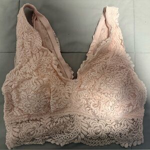NWOT Aerie Padded Lace Pink Bralette size XL